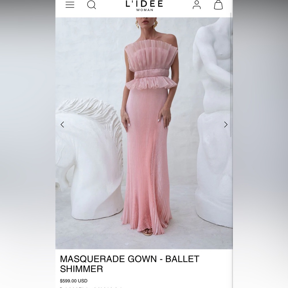L'IDEE Masquerade Gown - Ballet Shimmer Pink Maxi Dress